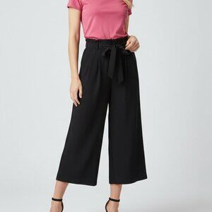 Zara Cropped Tie Front High Waisted Wide Leg Pants